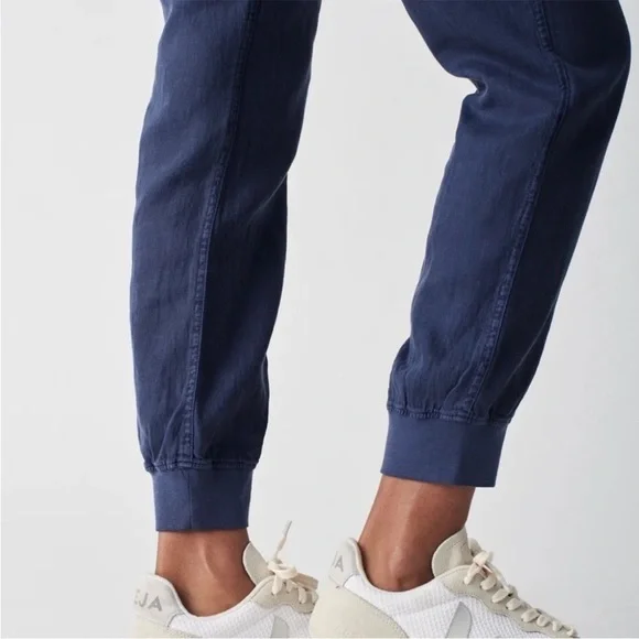 Faherty Brand Arlie Day Pants linen joggers blue lounge pull on elastic waist M - Picture 9 of 16